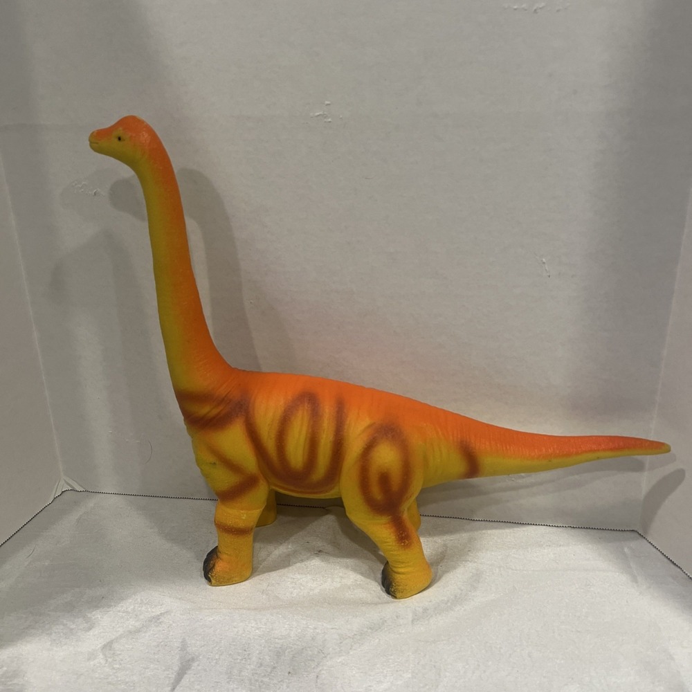 Toysmith Large Epic Brachiosaurus  Dinosaur Yellow Soft Squishy Vinyl Toy 13x16